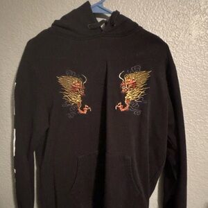 HUF Black Hoodie with Gold and Red Dragon Motif